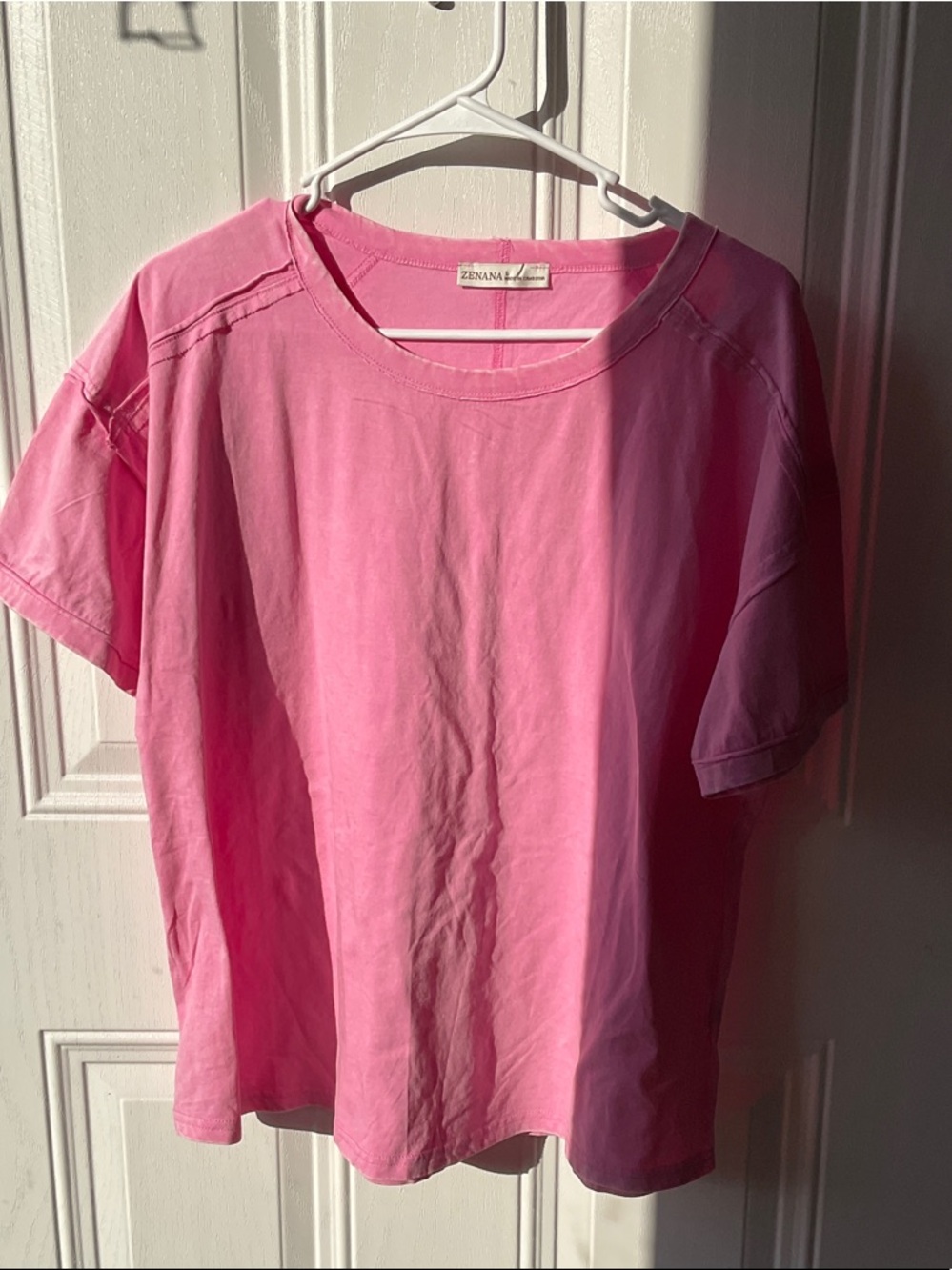 Zenana Outfitters Pink Crewneck Tee